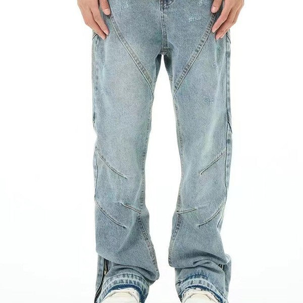 American High Street Leg Opening Zipper Jeans For Men