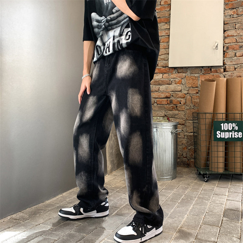 High Street Tie-dye Hip-hop Jeans For Men And Women Straight